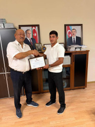 Cüdo üzrə ikinci dəfə Avropa çempionu olan şuşalı idmançı Məhəmməd Musayevi əldə etdiyi yüksək nailiyyət münasibətilə qəbul edib
